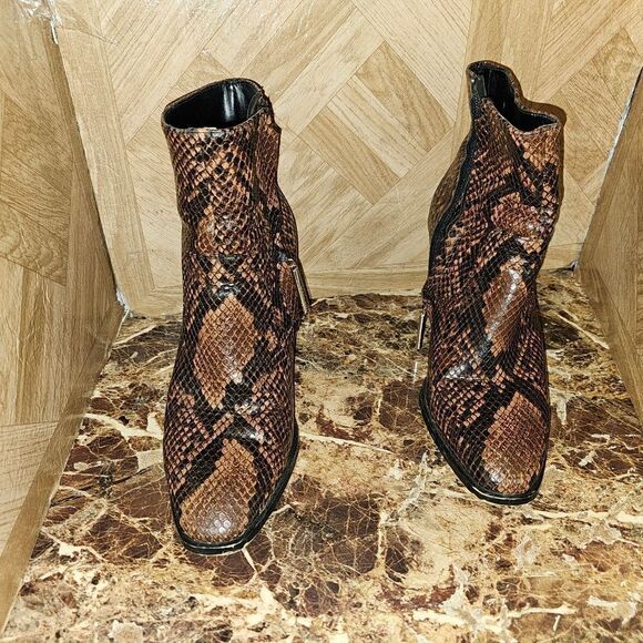 Zara women's fashion leather snake brown ankle boots size 7. 049 - Picture 7 of 11